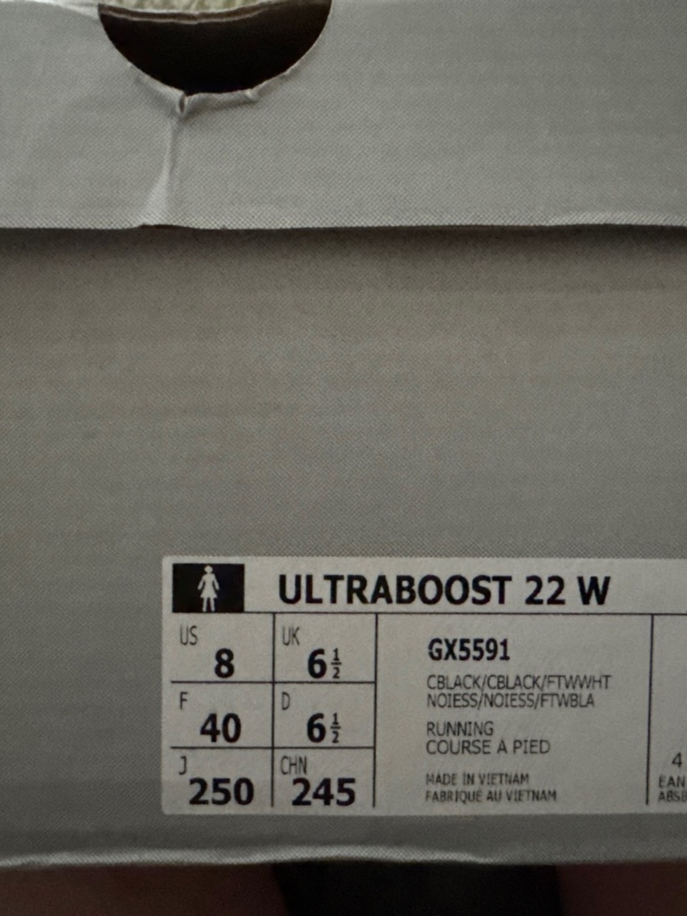 New Adidas Black Ultraboost 22 Running Shoes Women's Size 8 - Picture 2 of 10